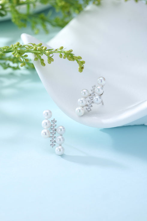 Starry Pearls Stud Earrings